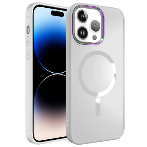 iPhone 14 Pro Kılıf M-safe Wireless Şarj Özellikli Stil Kılıf - Beyaz