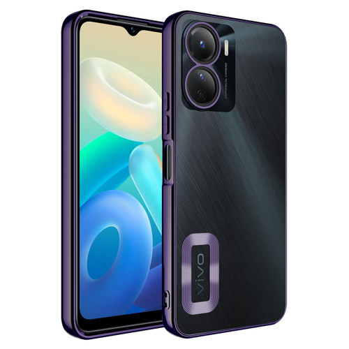 Vivo Y16 Kılıf Kamera Korumalı Logo Gösteren Omega Kılıf - Derin Mor