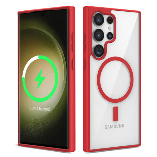 Galaxy S22 Ultra Kılıf M-safe Wireless Şarj Özellikli Silikon Ege Kılıf - Kırmızı