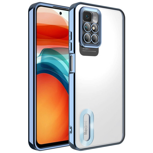 Xiaomi Redmi 10 Kılıf Kamera Korumalı Logo Gösteren Omega Kılıf - Sierra Mavi
