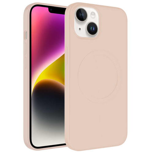 iPhone 14 Plus Kılıf M-safe Wireless Şarj Özellikli Pastel Renk Silikon Plas Kılıf - Pembe Açık