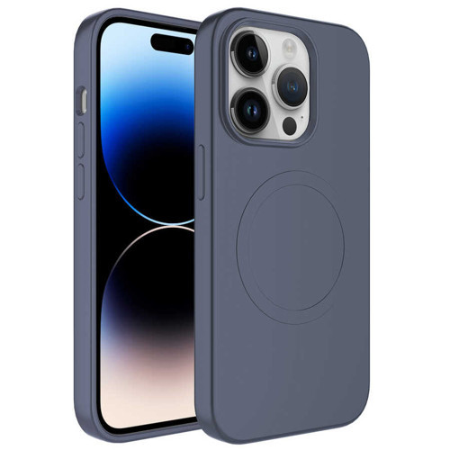 iPhone 13 Pro Max Kılıf M-safe Wireless Şarj Özellikli Pastel Renk Silikon Plas Kılıf - Lavendery Gray