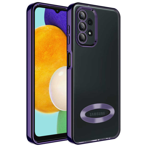 Galaxy A23 Kılıf Kamera Korumalı Logo Gösteren Omega Kılıf - Derin Mor