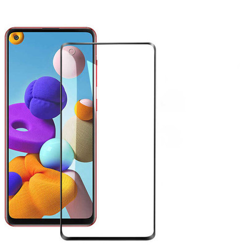 Galaxy A21 Kenarları Kırılmaya Dayanıklı Cam Ekran Koruyucu - Siyah