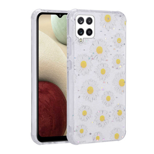 Galaxy M33 Kılıf Simli Desenli Kamera Korumalı Parlak Popy Kılıf - Papatya
