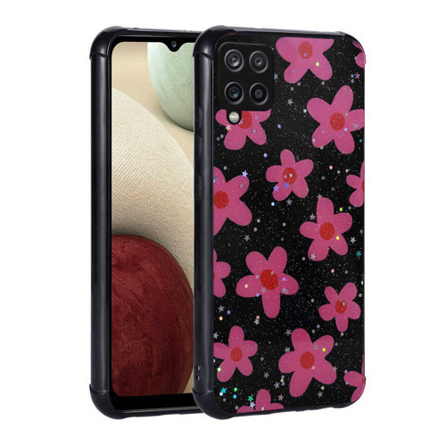 Galaxy M33 Kılıf Simli Desenli Kamera Korumalı Parlak Popy Kılıf - Çiçek
