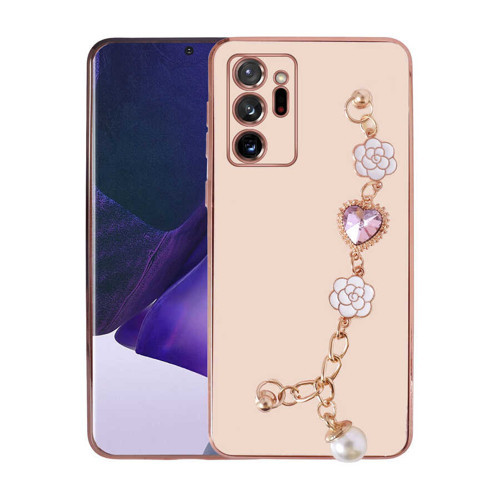 Galaxy Note 20 Ultra Kılıf El Tutamaçlı Kamera Korumalı Taka Silikon Kılıf - Pembe