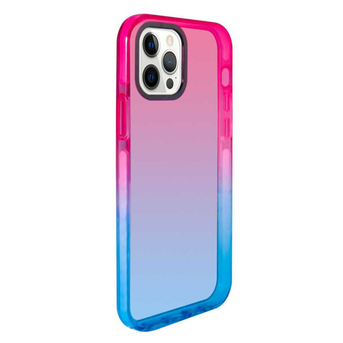 iPhone 12 Pro Kılıf Renkli Punto Kılıf - Pembe-Mavi