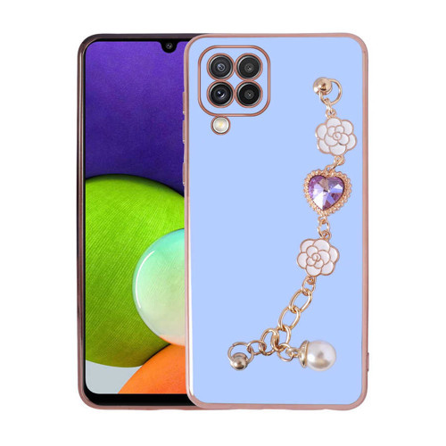 Galaxy M32 Kılıf El Tutamaçlı Kamera Korumalı Taka Silikon Kılıf - Mor