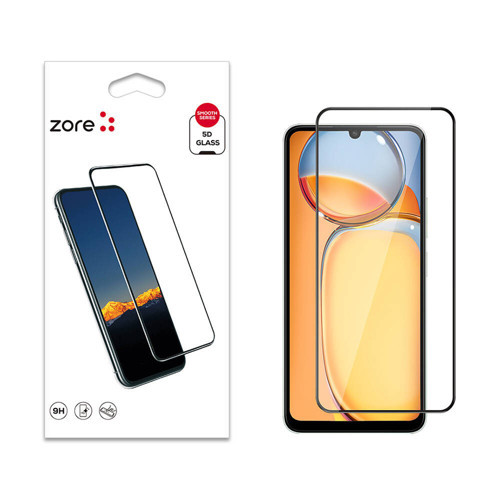 Xiaomi Redmi 13C Kenarları Kırılmaya Dayanıklı Cam Ekran Koruyucu - Siyah