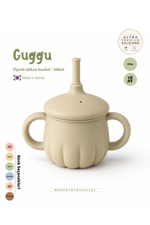 Guggu Ultra Premium Silikon Pipetli Alıştırma Bardağı (200 ml)