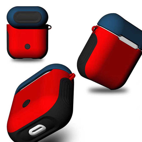 Airpods Kılıf Shockproof Silikon - Kırmızı-Mavi