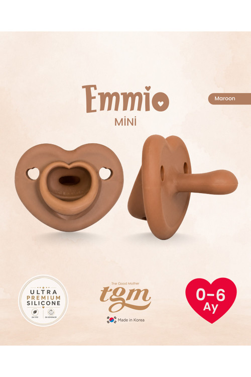 Emmio Mini Kalpli Silikon Emzik (Maroon)
