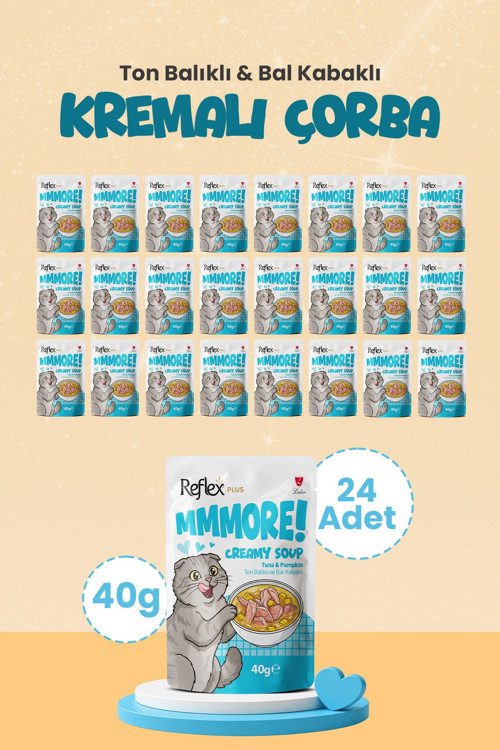 Plus Mmore Ton Balıklı Ve Bal Kabaklı Kremalı Kedi Çorbası 40 Gr*24lü SET