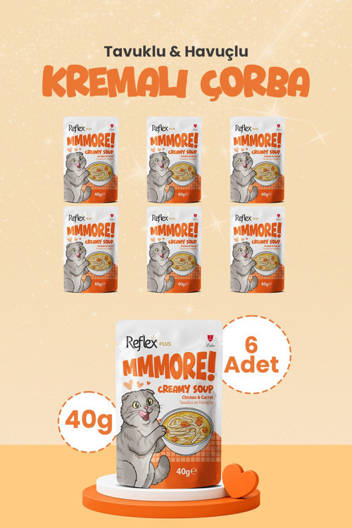 Plus Mmore Tavuklu Ve Havuçlu Kremalı Kedi Çorbası 40 Gr*6lı SET