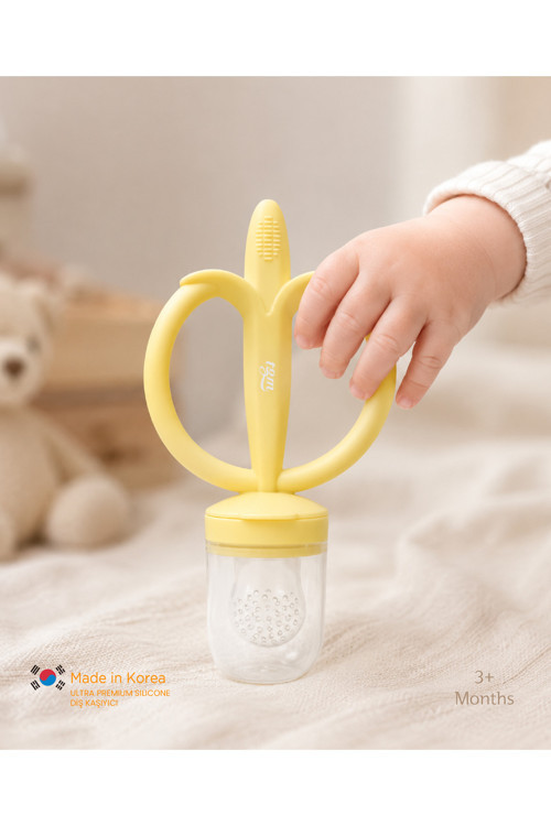 Muzzy Meyve Besleyici ve Bebek Diş Kaşıyıcı (CREAM YELLOW)