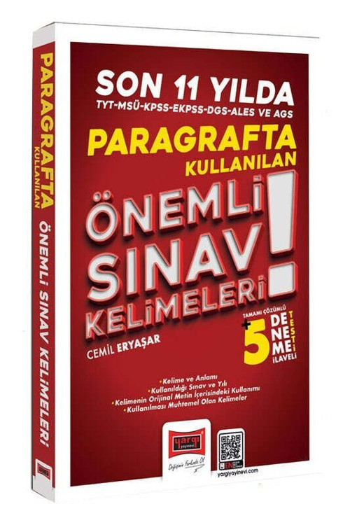 Yargı KPSS MEB-AGS EKPSS ALES DGS TYT MSÜ Paragrafta Son 11 Yılda Kullanılan Önemli Sınav Kelimeleri (5 Deneme İlaveli)