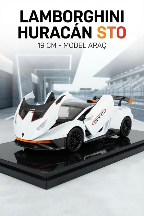 1/24 Ölçek Diecast Metal Lamborghini Huracan STO Tasarımlı Spor Araba Kapıları Açılan Model Araba BEYAZ