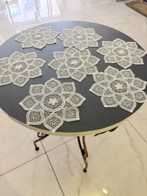 6 lı Dantel Kahve Sunumluğu 15x15 cm Asorti Desenli Zarif Sunum Aksesuarı