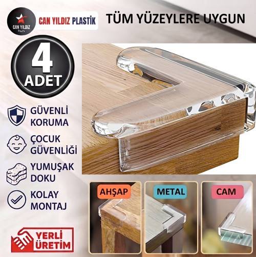 Şeffaf Yapışkanlı Kenar ve Köşe Koruyucu Çocuk Kenar Köşe Koruma 4 Adet