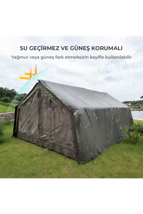 17 Kişilik 17.2 m² – 4 Mevsim, Su Geçirmez 420D Oxford Kumaşlı Şişme Çadır 360*480*220cm