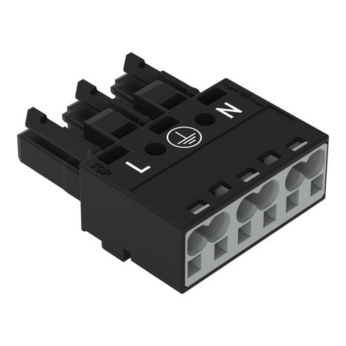 770-213 3 Kutuplu N-Pe-L Baskılı Dişi 4,00 mm² Siyah Konnektör