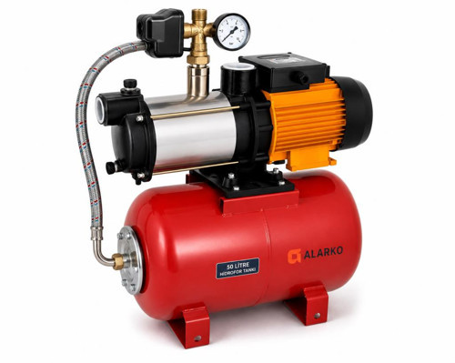 Psrm 255 - 1.5 Hp 220 V 50 Lt Tanklı Yatay Kademeli Sessiz Paket Hidrofor (6 Kat / 12 Daire)
