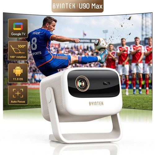 BYINTEK U90 Max Taşınabilir DLP Projeksiyon Cihazı, Full HD 1080P, 700 ANSI Lümen, Google TV, Resmi Netflix, TOF Otomati