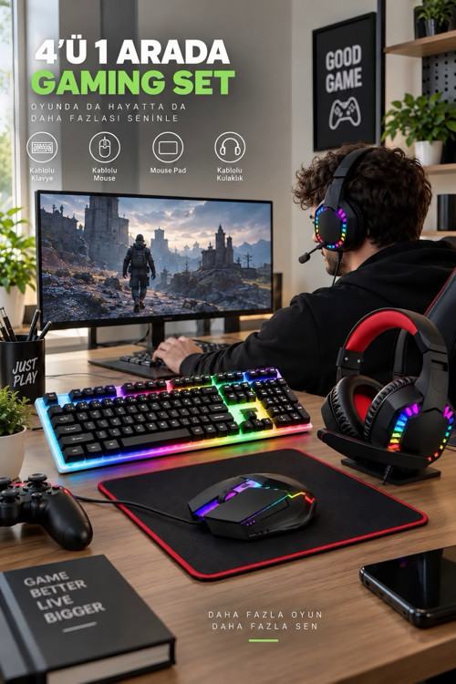 Strike Pro 4ü 1 Arada RGB Oyuncu Seti
