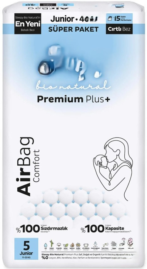 Bio Natural Premium Plus Airbag Comfort Bebek Bezi 5 Beden 40 Adet