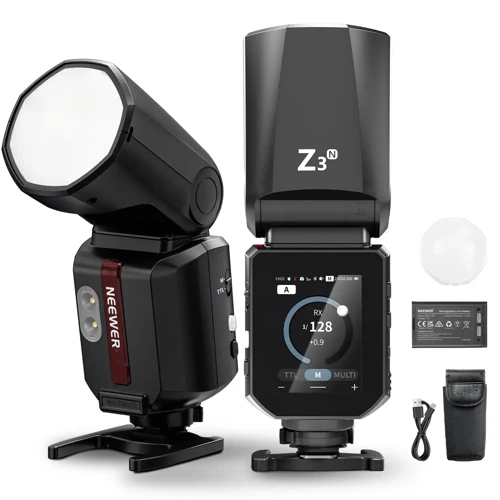 Z3R-N Nikon Uyumlu 100W Yuvarlak Kafa Akülü Tepe Flaşı