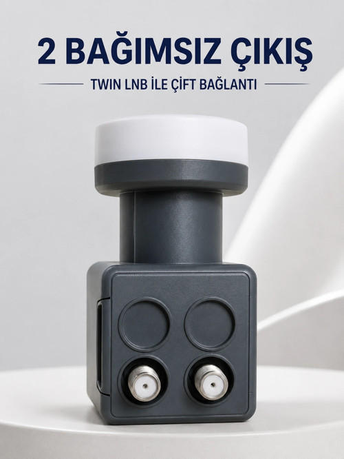 Çift Çıkışlı Twin LNB 4K Ultra HD Uyumlu Ku Band Uydu Anten Başlığı 0.1 dB