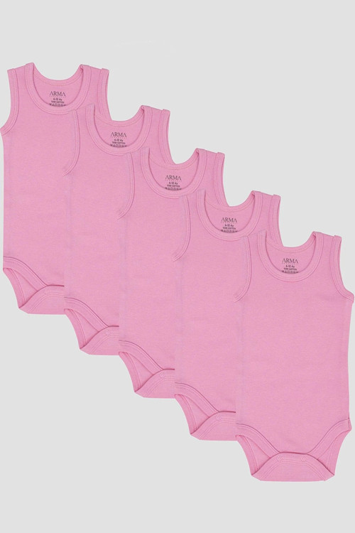 #Zıbın Yumuşak Kaliteli %100 Organik Pamuklu Pembe Bebek Atlet Çıtçıtlı Zıbın Body 5'li Paket