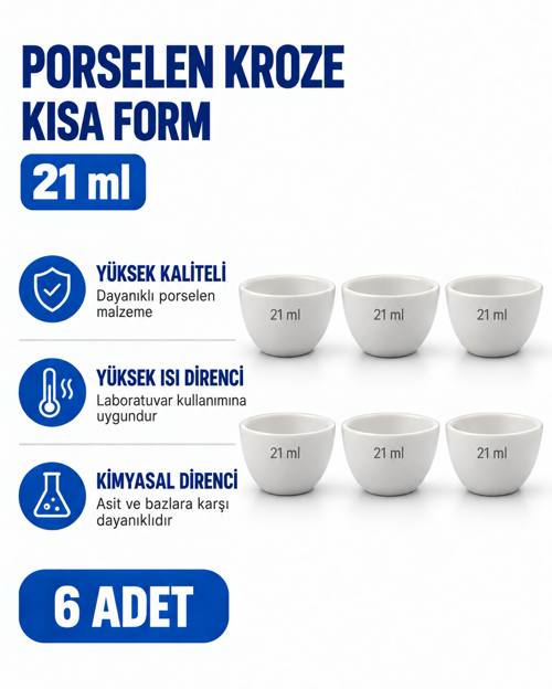 Porselen Kroze 21 ml Kısa Form 6 Adet