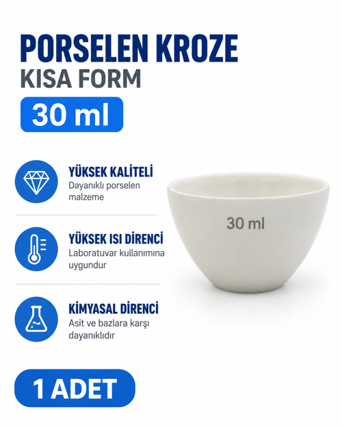 Porselen Kroze 30 ml Kısa Form 1 Adet