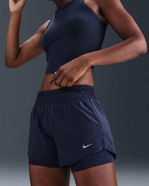 One DX6012-410 Kadın Dri-FIT Orta Bel Taytlı Şort - Midnight Navy