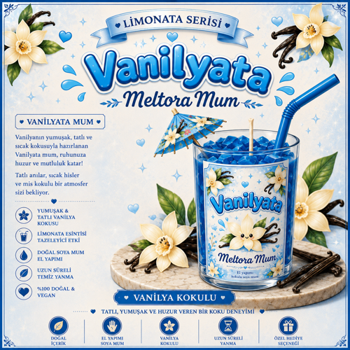 Limonata Serisi Vanilyata Mum – Vanilya Kokulu İçecek Görünümlü El Yapımı Soya Mum