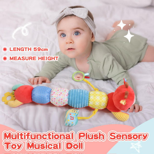 Sevimli Tırtıl Aktivite Eğitici Müzikli Peluş Oyuncak 0-3 Yaş Unisex