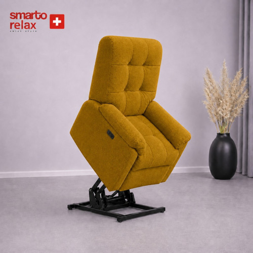 Smarto Relax Porto Liftli Çift Motorlu Elektrikli Ayağa Kalkma Destekli Polyester Hasta ve Baba TV Koltuğu (Sarı)