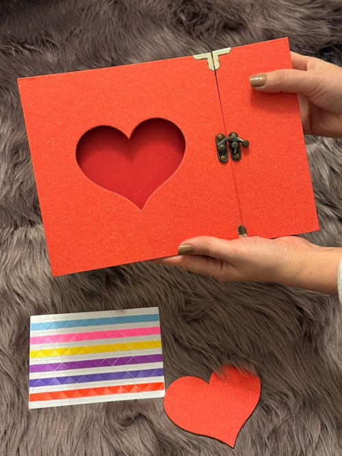 Kalpli Kapaklı Fotoğraf Albümü Metal Kilitli, Scrapbook Uyumlu