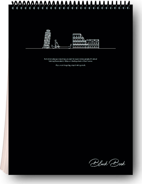 Black Book Not Defteri Spiralli Yan 16X22Cm 80 Yaprak Çizgili 6613