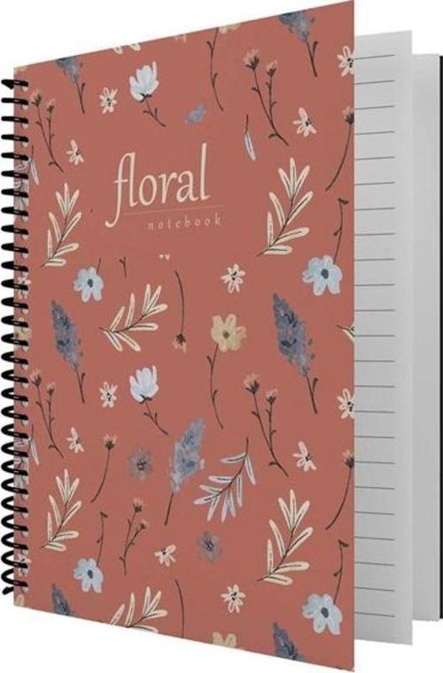 Floral Serisi Not Defteri 16X22Cm 80 Yaprak Çizgili 6406