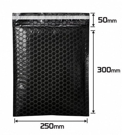 Balonlu Siyah Bantlı Kargo Poşeti 25X30+5 - 25 Adet