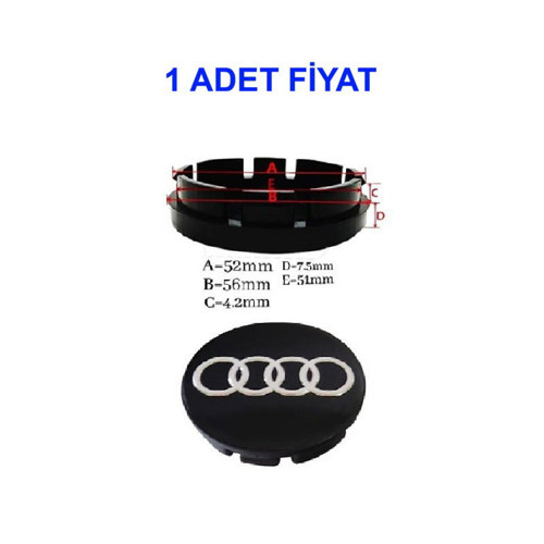 JANT GÖBEK ARMASI SİYAH RENK 56- 52mm AUDI