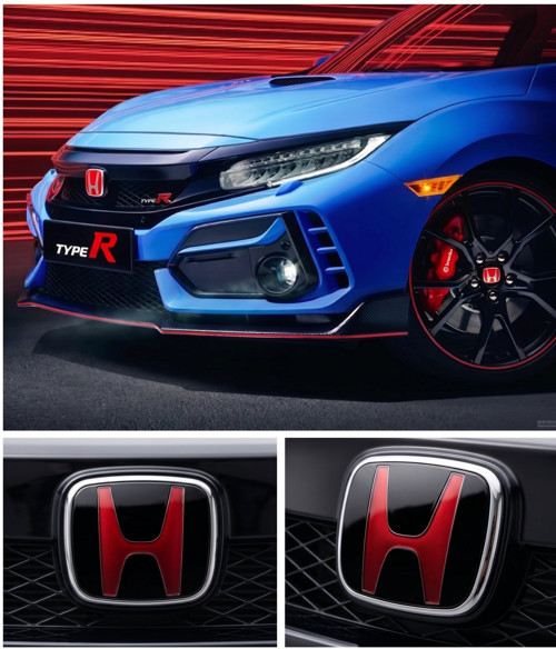 Honda Civic FC5 2016-2021 Ön Ve Arka Panjur Direksiyon Logosu SİYAH KIRMIZI İTHAL ÜRÜN 3 PARÇA