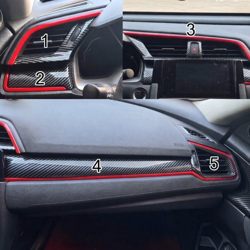 HONDA Civic FC5 FK7 2016-2021 için 10. Nesil Panel KIRMIZI Detay 5 Parça
