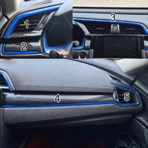 HONDA Civic FC5 FK7 2016-2021 için 10. Nesil Panel MAVİ Detay 5 Parça