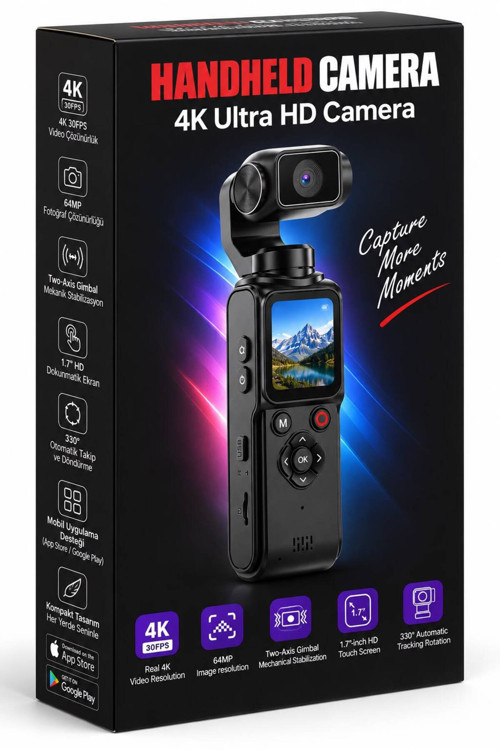 Handheld 4K Ultra HD Aksiyon Kamera