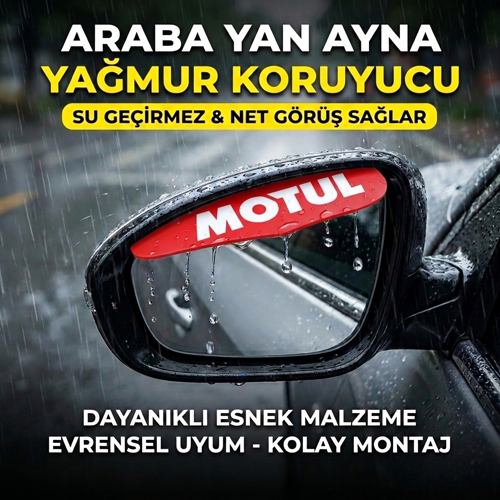 Motul Logolu Araba Ayna Yağmur Koruyucu Rüzgarlık - Tüm Araçlara Uyumlu Oto Araç Esnek Ayna Siperlik