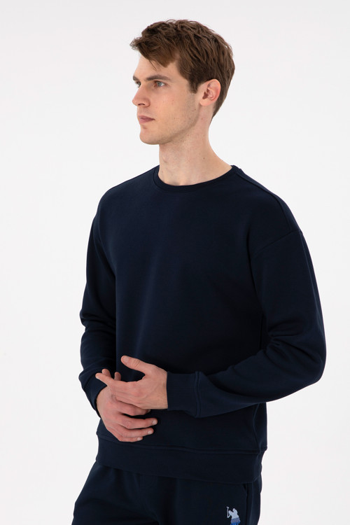 Erkek Comfort Fit Bisiklet Yaka Lacivert Sweatshirt 50293438-VR033